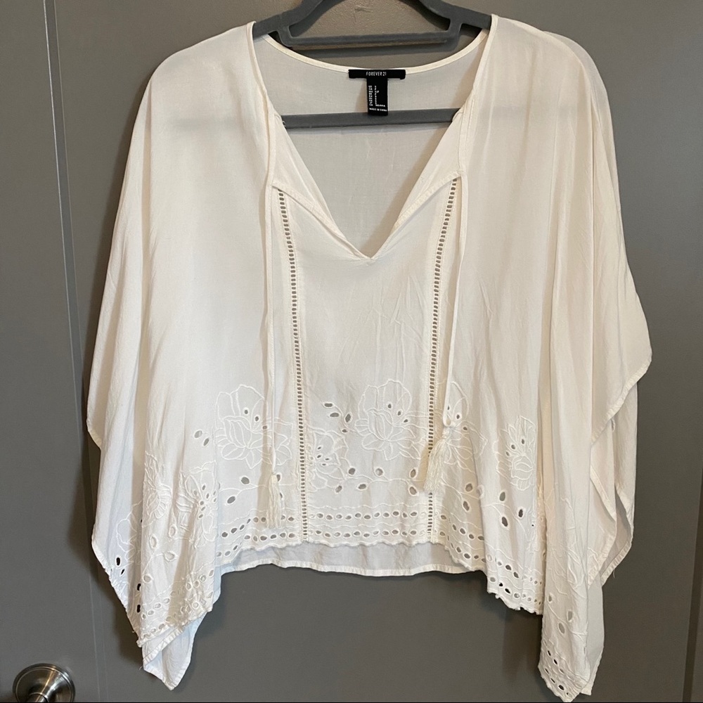 White eyelet top